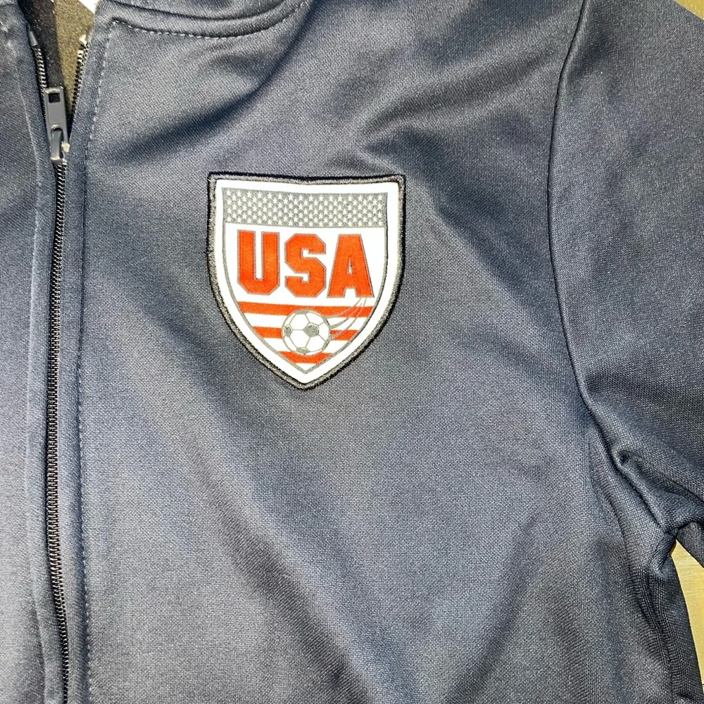 USA Soccer Full Zip Track Jacket Hoodie Kangaroo Pocket EUC Boys Large